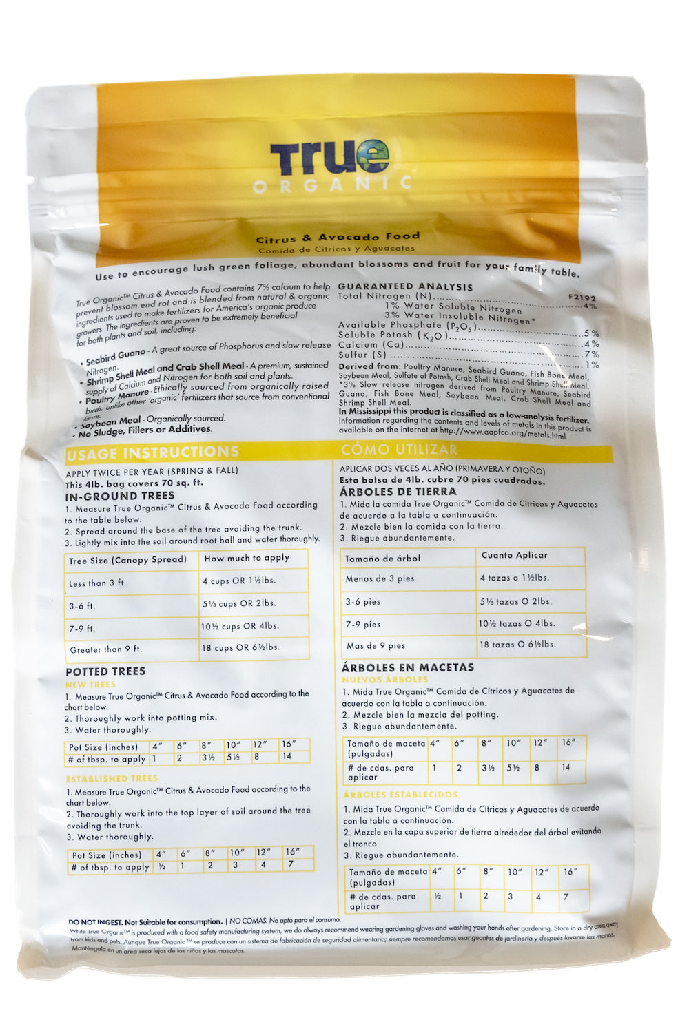 True Organic Citrus & Avocado Fertilizer 4-5-4