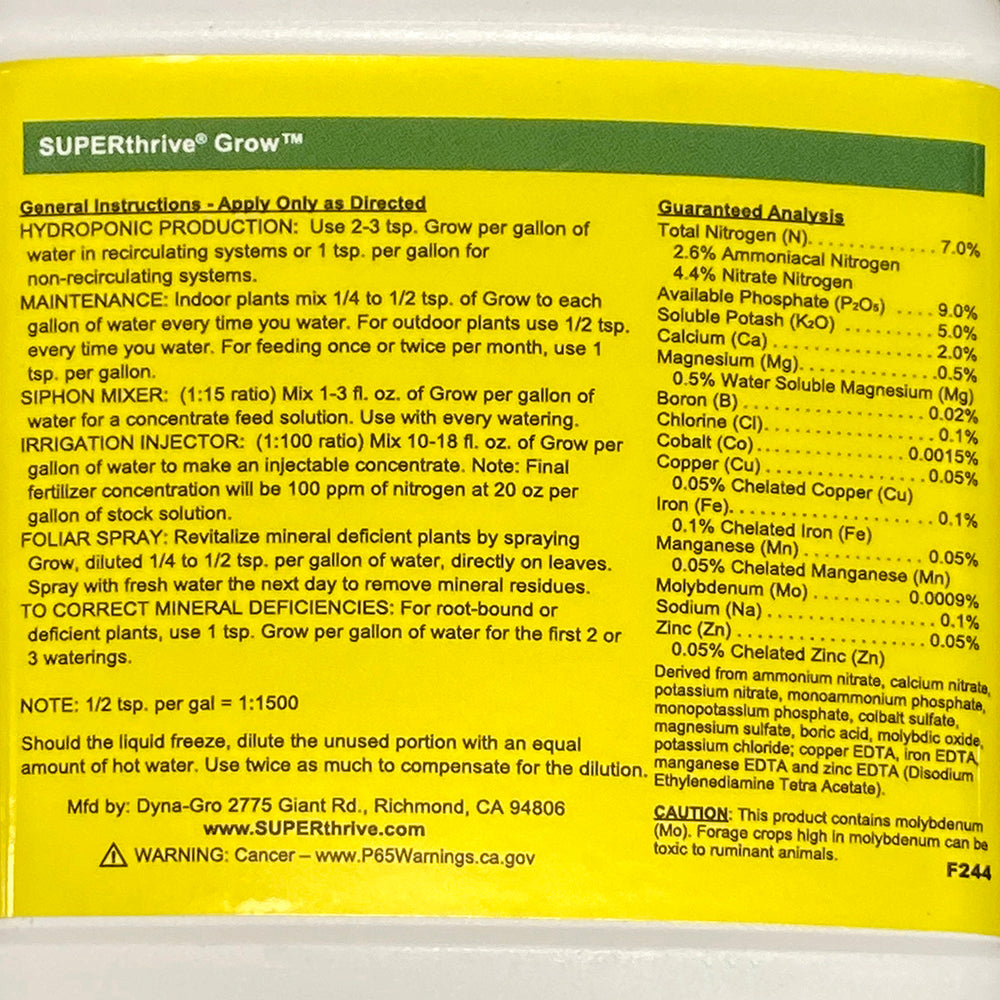 SUPERthrive Grow™ Plant Food 7-9-5 Fertilizer